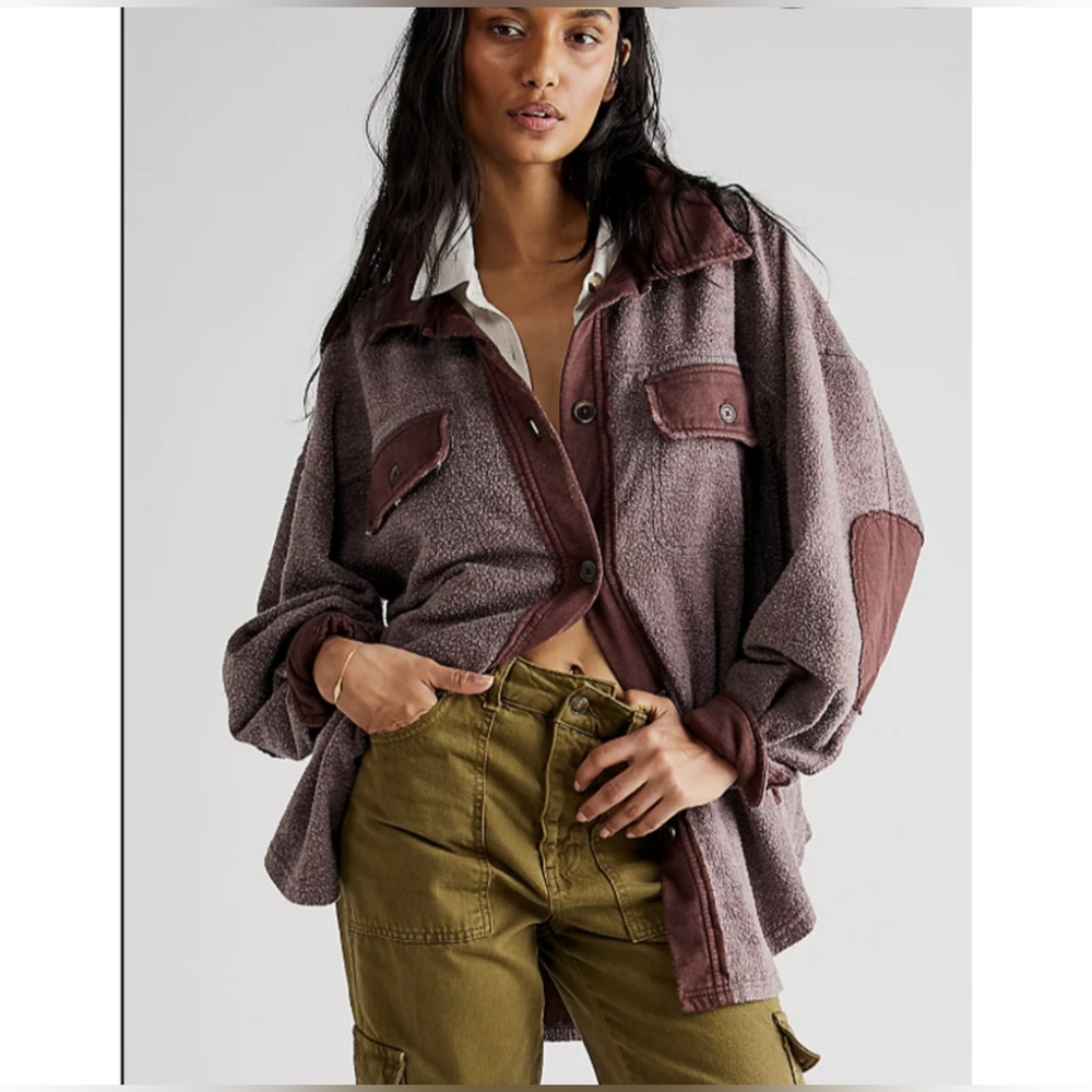 Free People Ruby Jacket Date Night Size Large Pockets Elbow Patches - Picture 1 of 16